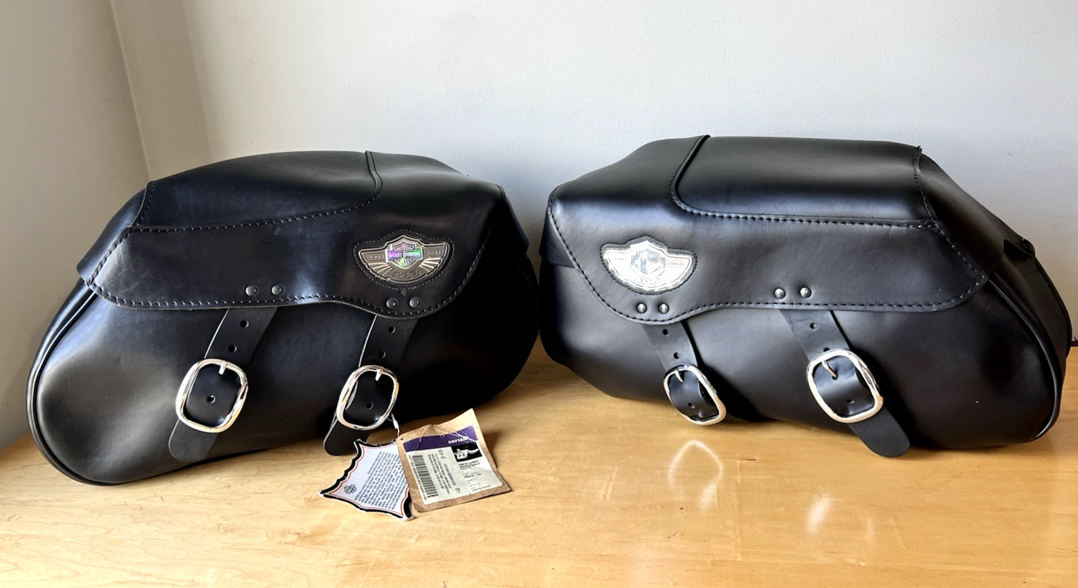 Genuine Harley-Davidson 100th Anniversary Softail Deuce Leather Saddlebags NOS