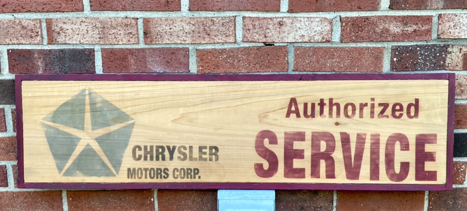 VINTAGE CHRYSLER MOTORS CORP. Authorized Service Pentastar Wooden Sign 38