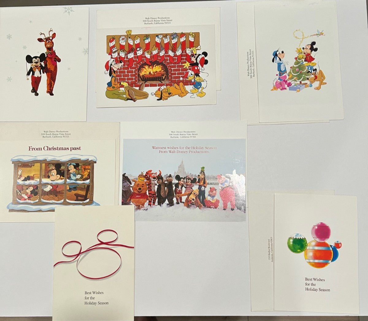 WALT DISNEY PRODUCTIONS CORPORATE CHRISTMAS CARDS 10 From the 1980's