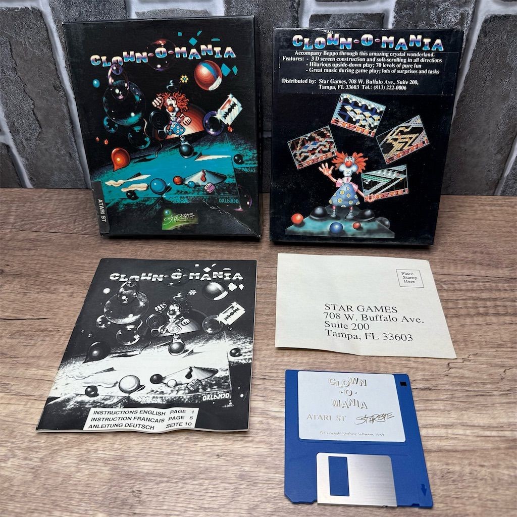 Clown-O-Mania Big Box 1989 Atari ST Complete w/ Manual & Disk