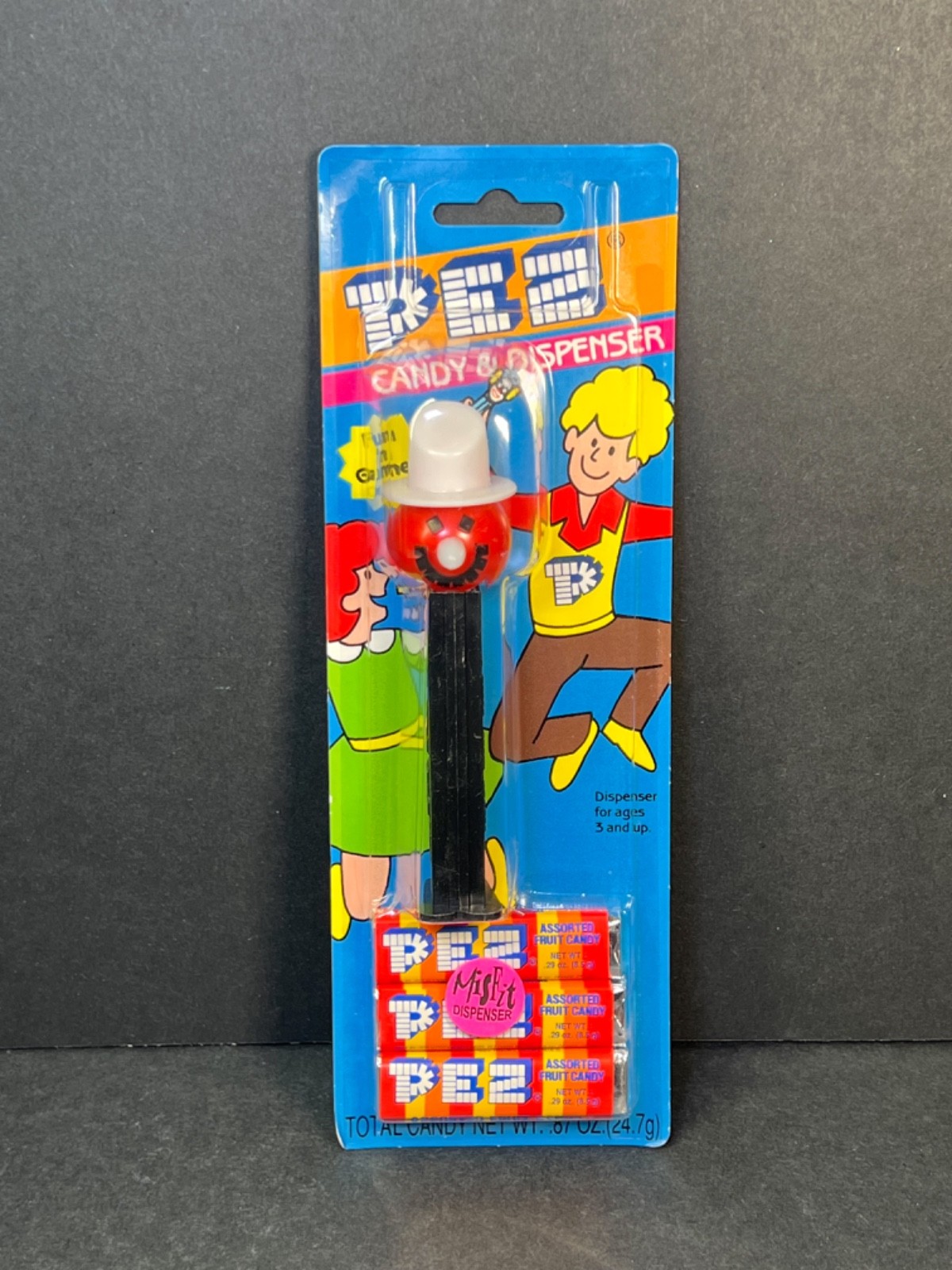 Vintage 70s “Misfit” Snowman PEZ Candy Dispenser- Red Face Black Stem - Slovenia