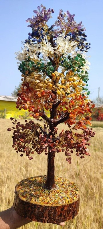 Large Seven Chakra Crystal Tree Handmade Crystal Gemstone Tree 2000Stone 25
