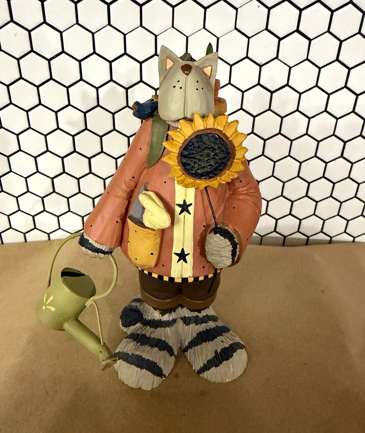 Williraye Studio “Petal Power” Cat Resin Figurine Sunflower Watering Can