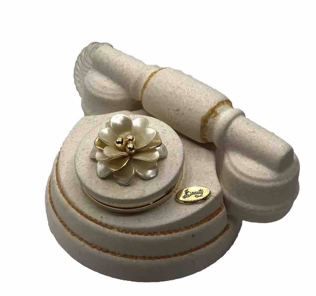 Vintage Capodimonte Style Rotary Telephone Trinket Keepsake Box Made in Italy