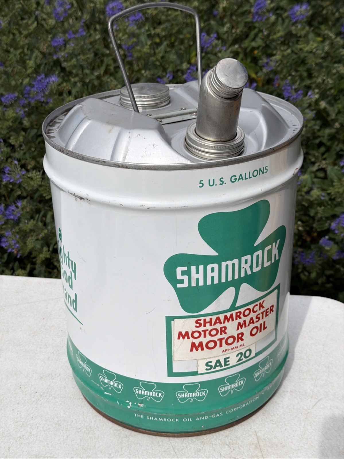 Rare Shamrock Motor Oil 5 Gallon Motor Master Advertising Texas TX⁠ Vintage Can