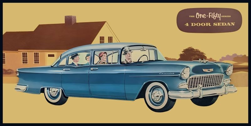 1955 Chevrolet 150, One Fifty Four Door Sedan NEW Sign: 18 x 36\