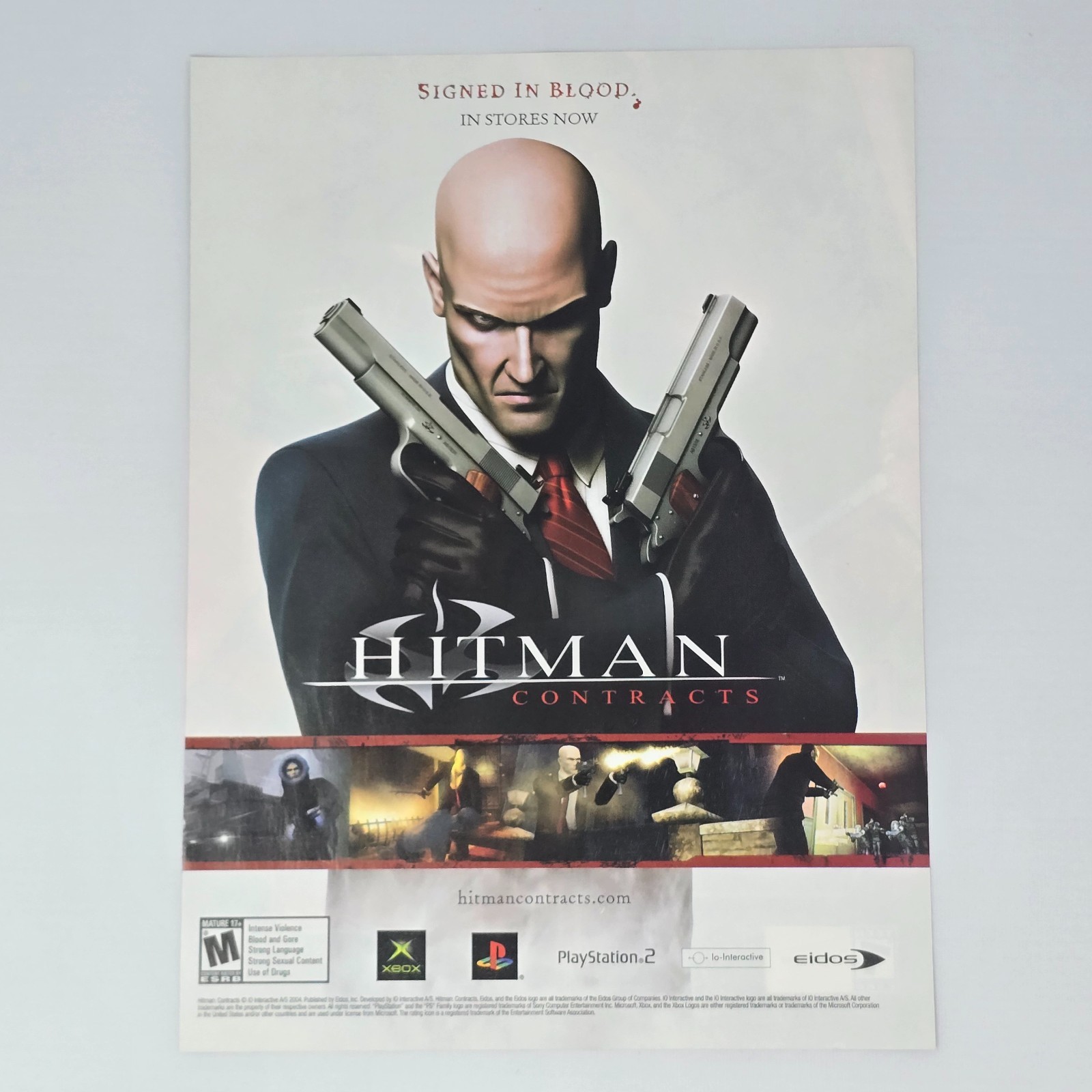 Hitman Contracts Xbox PS2 Signed in Blood Print Ad/Poster Promo Art