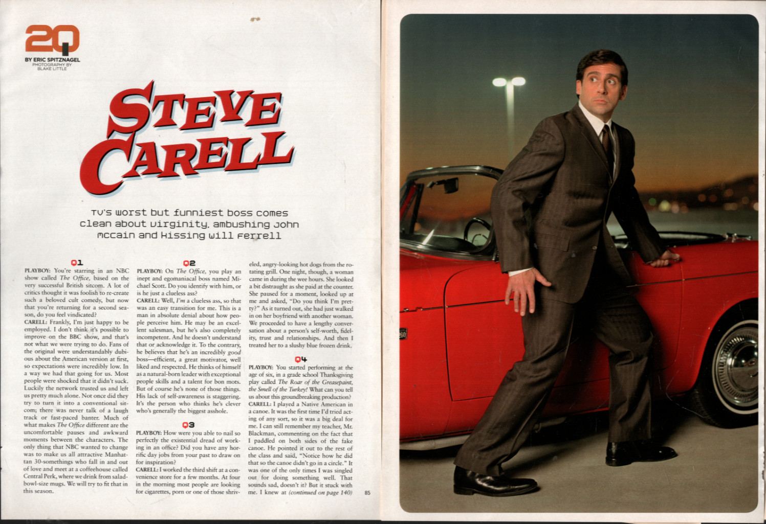 20 Questions: Steve Carell - 2005 print article w/pic