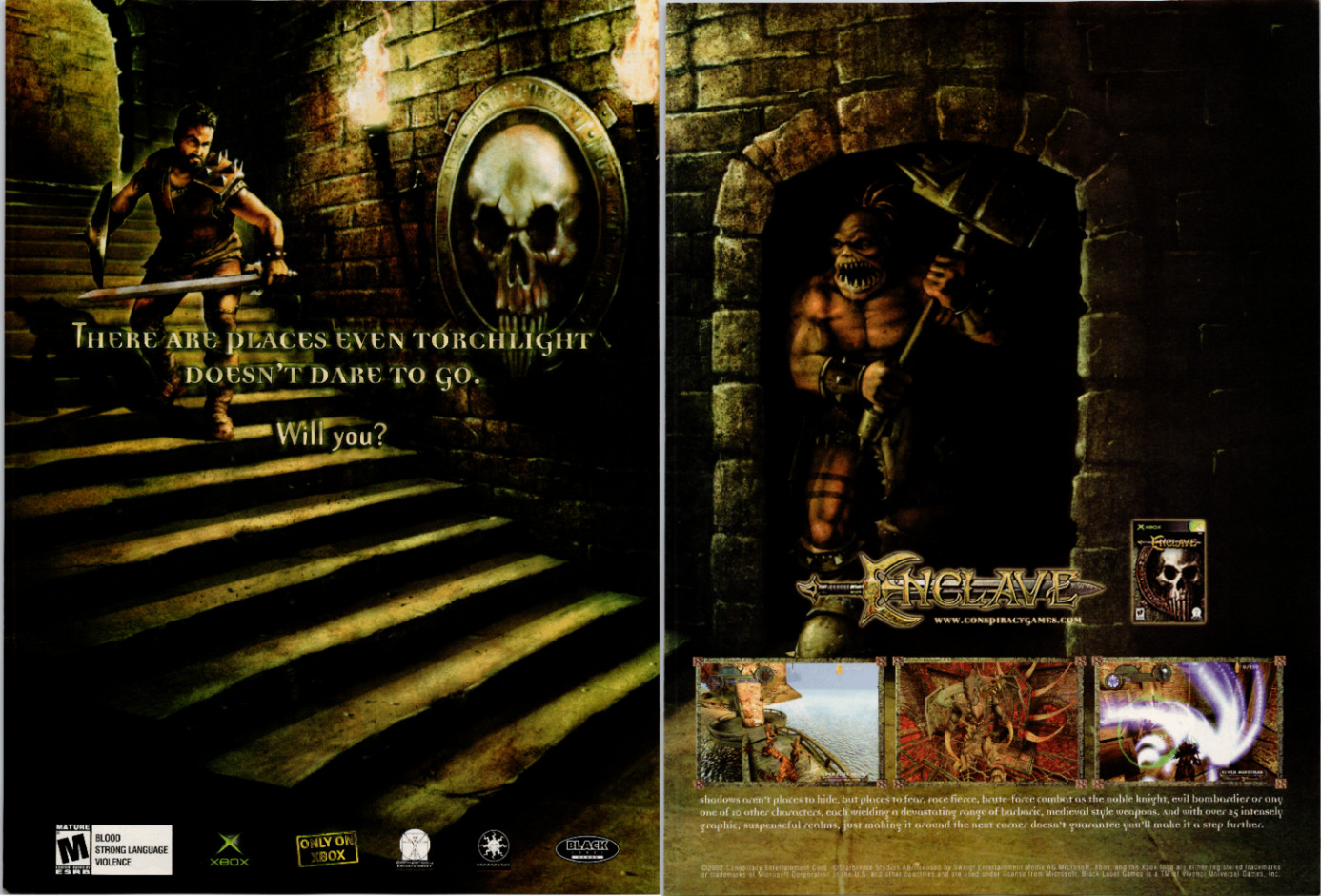 Enclave Vintage Video Game Ad Xbox Two-Page Spread 2002 Fantasy RPG