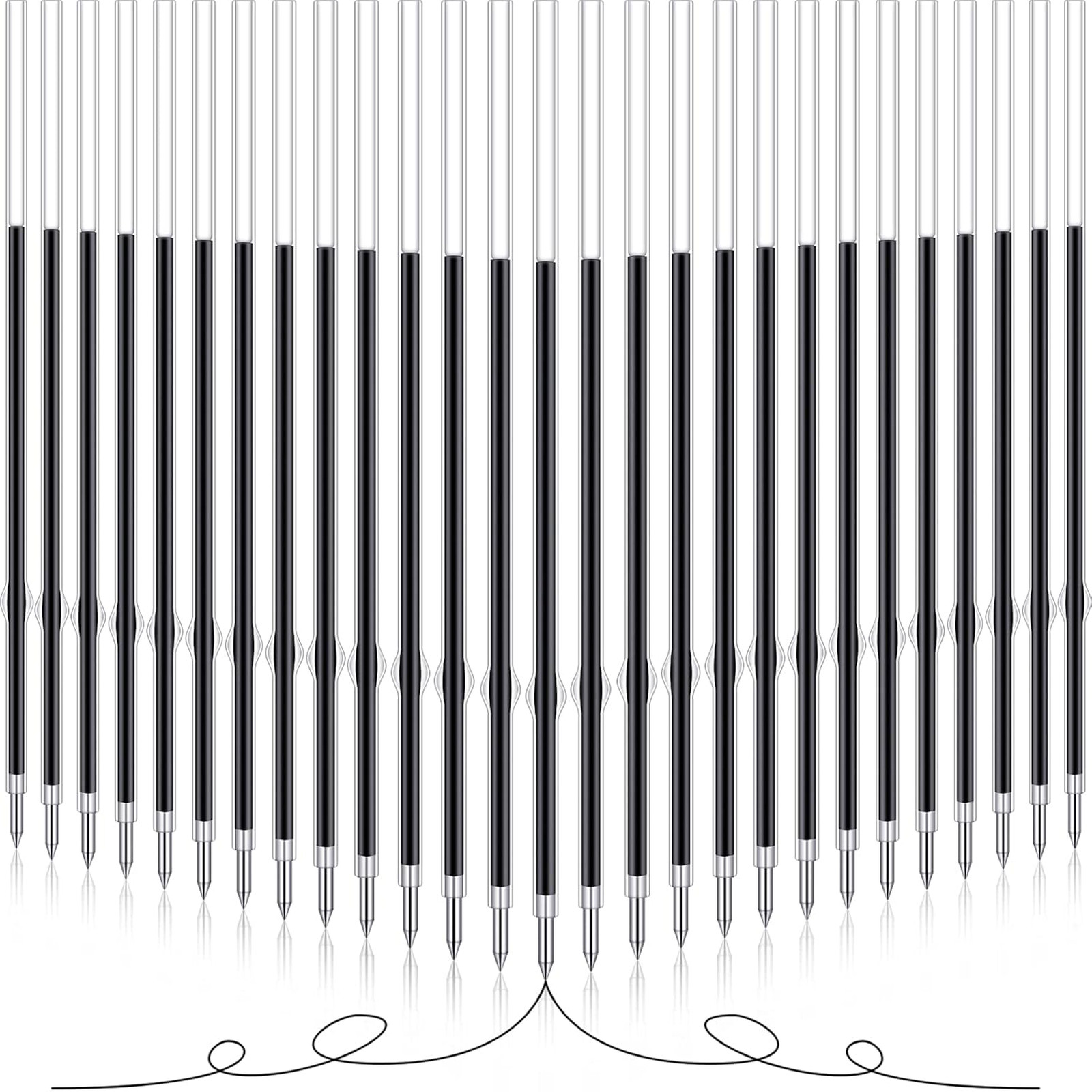 60 Pack Ballpoint Pen Refills 0.7 mm Black Replacement for Retractable Pens Bulk