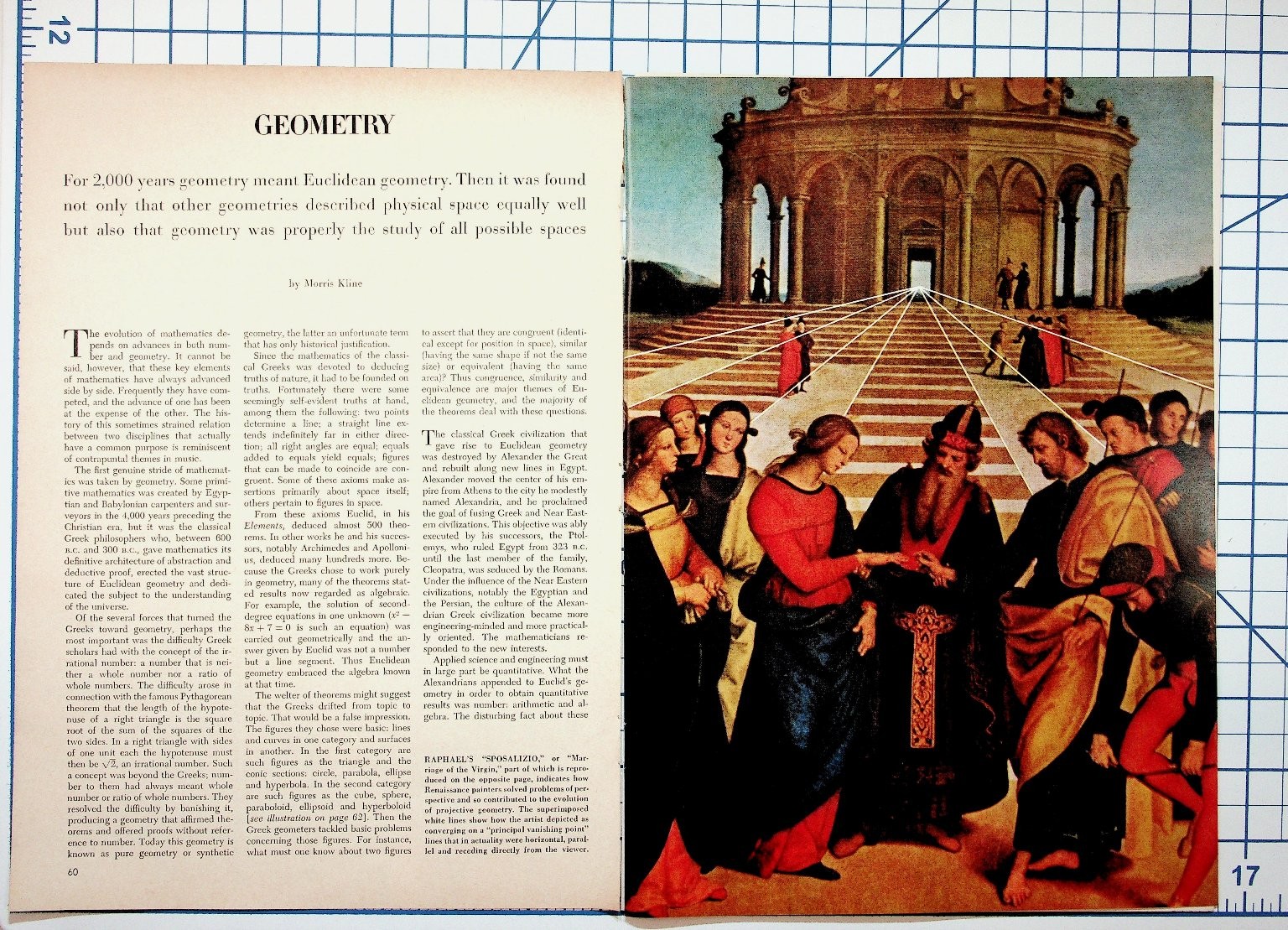 Vintage Geometry Article Raphael's School of Athens Math Illustrations Ephemera