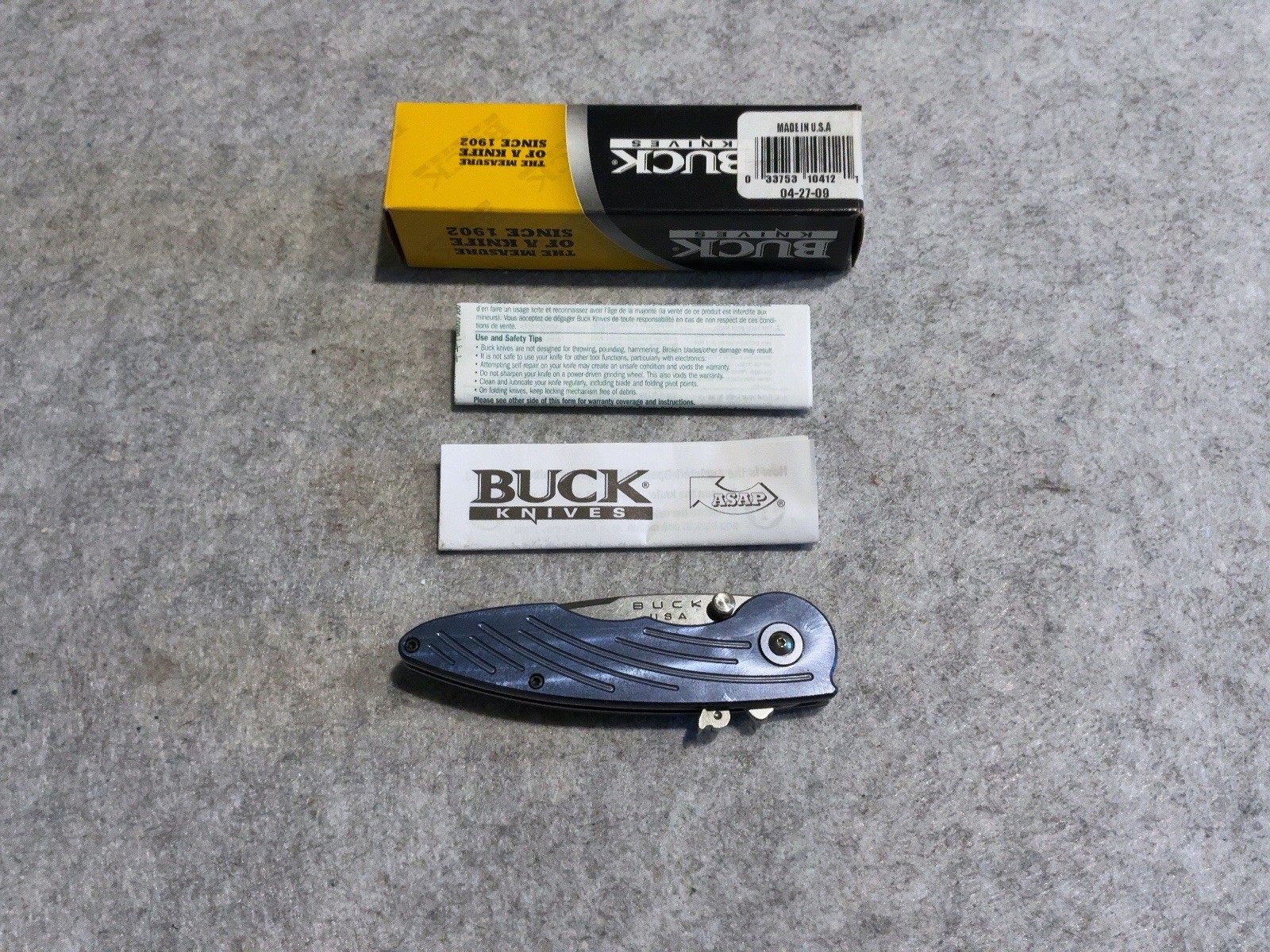 2009 Buck USA 292 0292BLS-B Blue Impulse Folding Pocket Knife New In Box