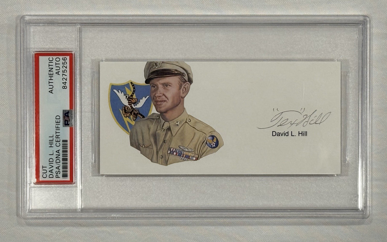 Brig Gen David Tex Hill Signed GOE Cut WWII Pilot AVG USAAF Ace 18.25V PSA COA