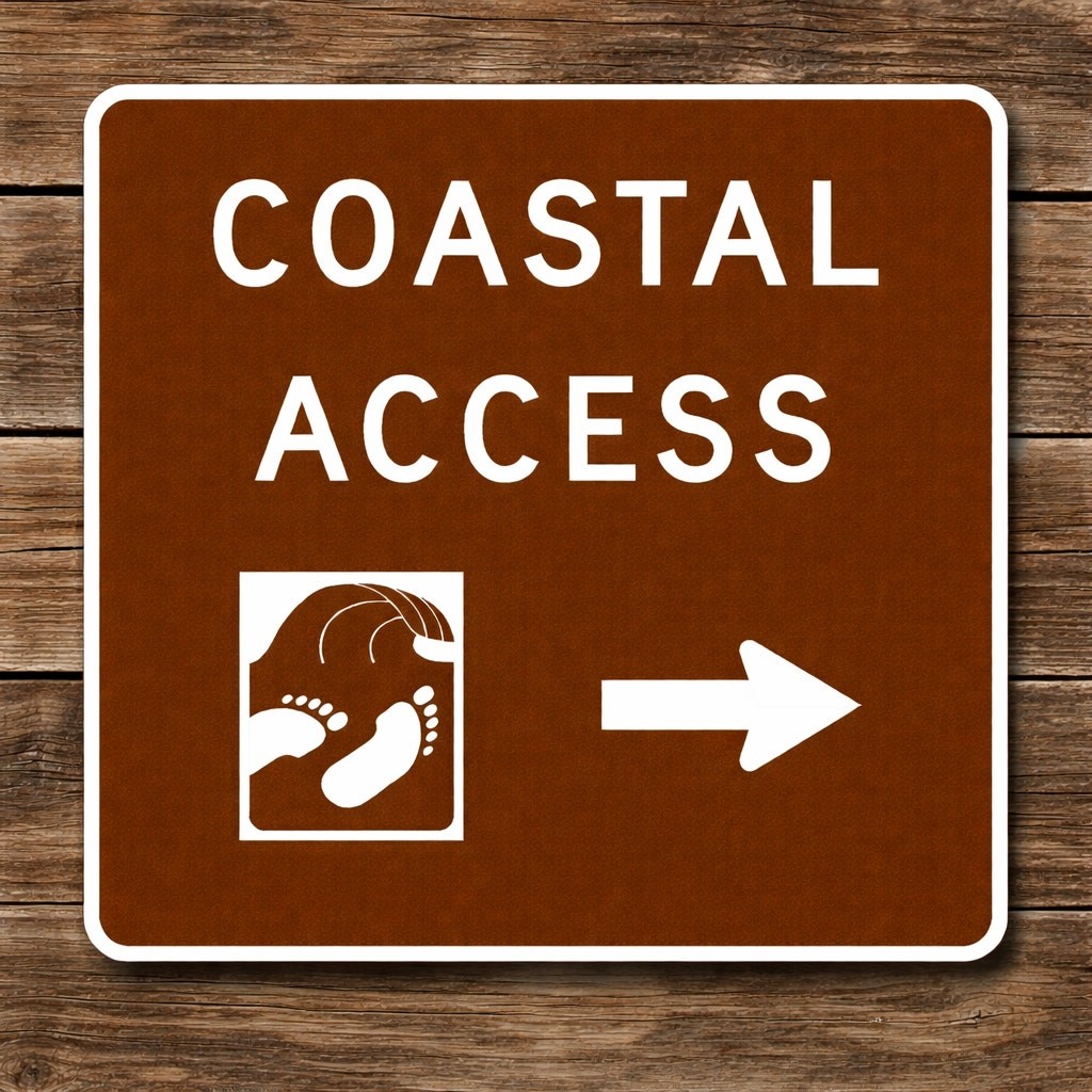 California Coastal Access Road Sign Travel Interstate Highway Beach Coast Ocean 