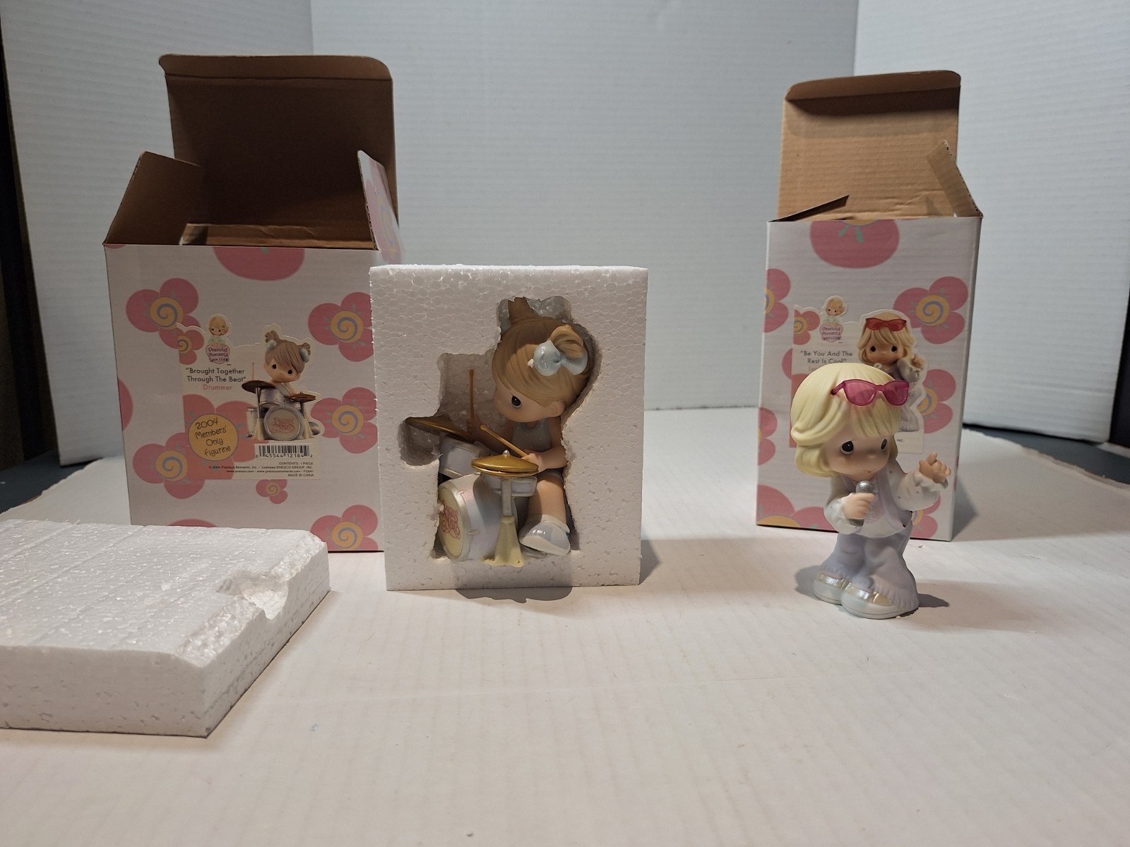 Precious Moments Figurine Lot 2 Rock Band Drummer Singer 