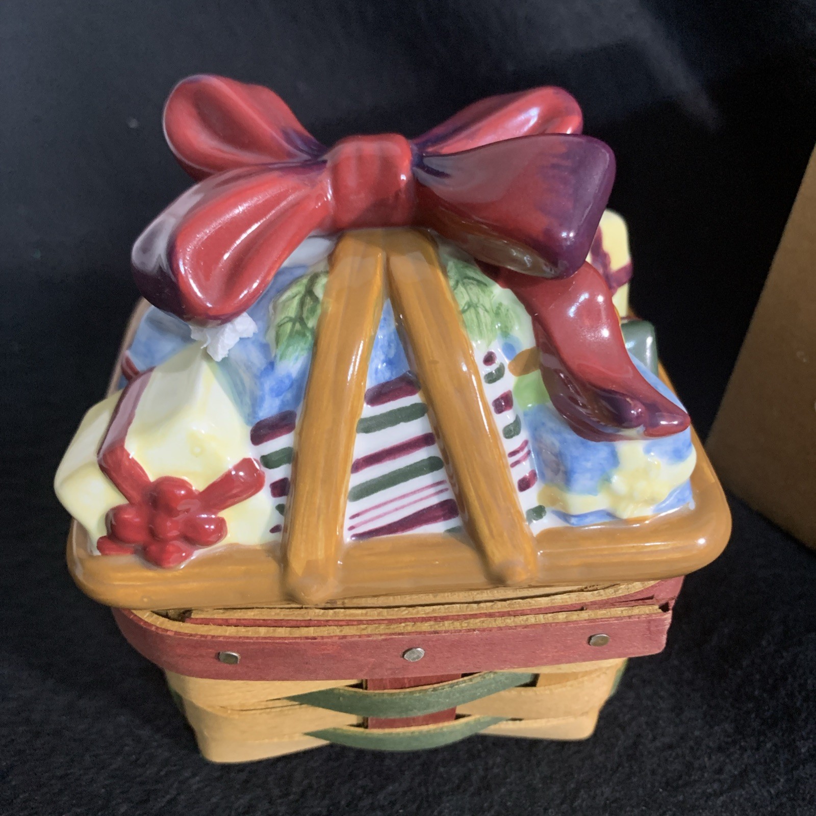 Longaberger~Hand Painted Holiday Lid w/Basket~Original Box~11254