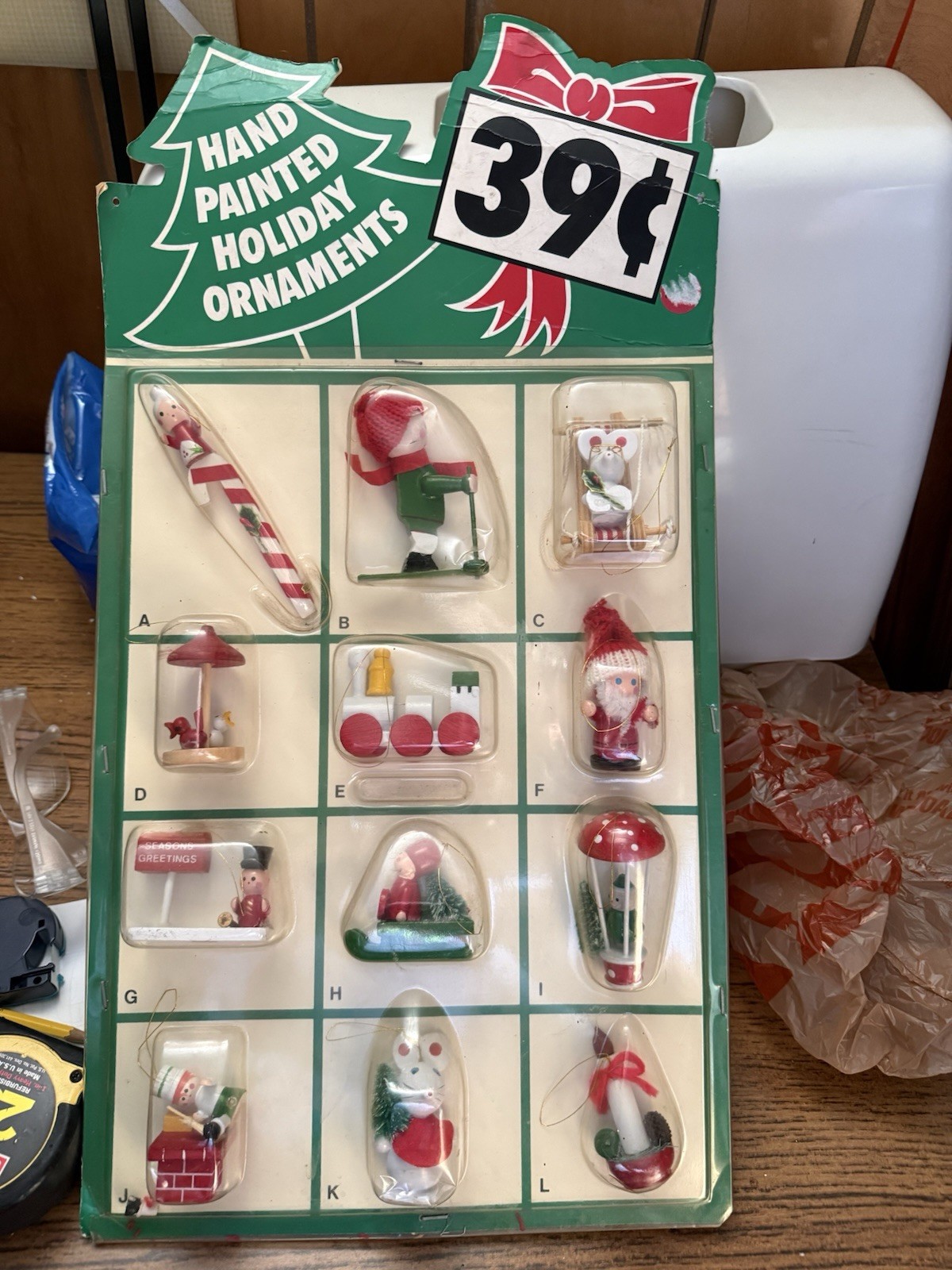 Vtg RARE 1950s-60s Cardboard 39cents Holiday Ornaments Dealer Store Display