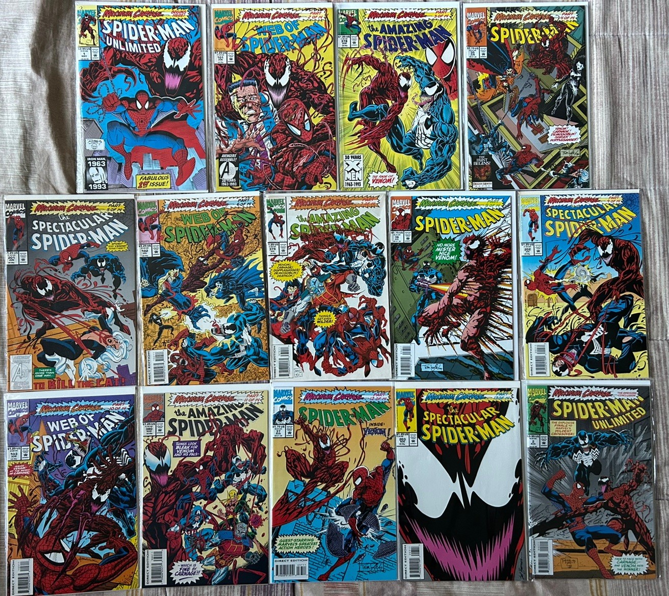 Marvel Comics Maximum Carnage 1-14 Complete Set. Spider-Man, Venom, Carnage 