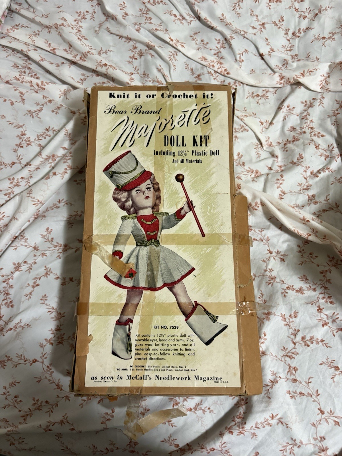 Vtg 1950s Bear Brand Majorette Doll Kit Box 7539 Bucilla Bride Crochet Craft Lot