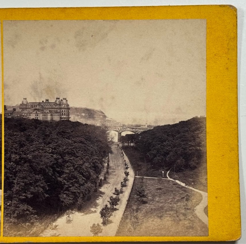 View from the Valley Bridge - Historic Seaside Scene Vintage Stereoview Card