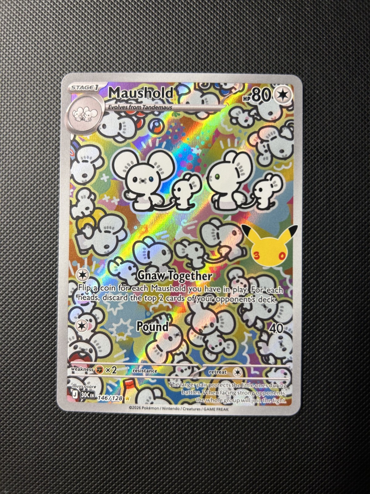 Pokemon TCG 30th anniversary Maushold 146/128 Holo Illustration Rare EN 2026