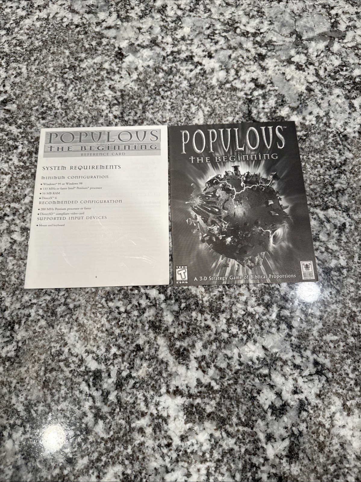 Populous The Beginning (PC, 2001) Manual + Reference Card ONLY No Game Included