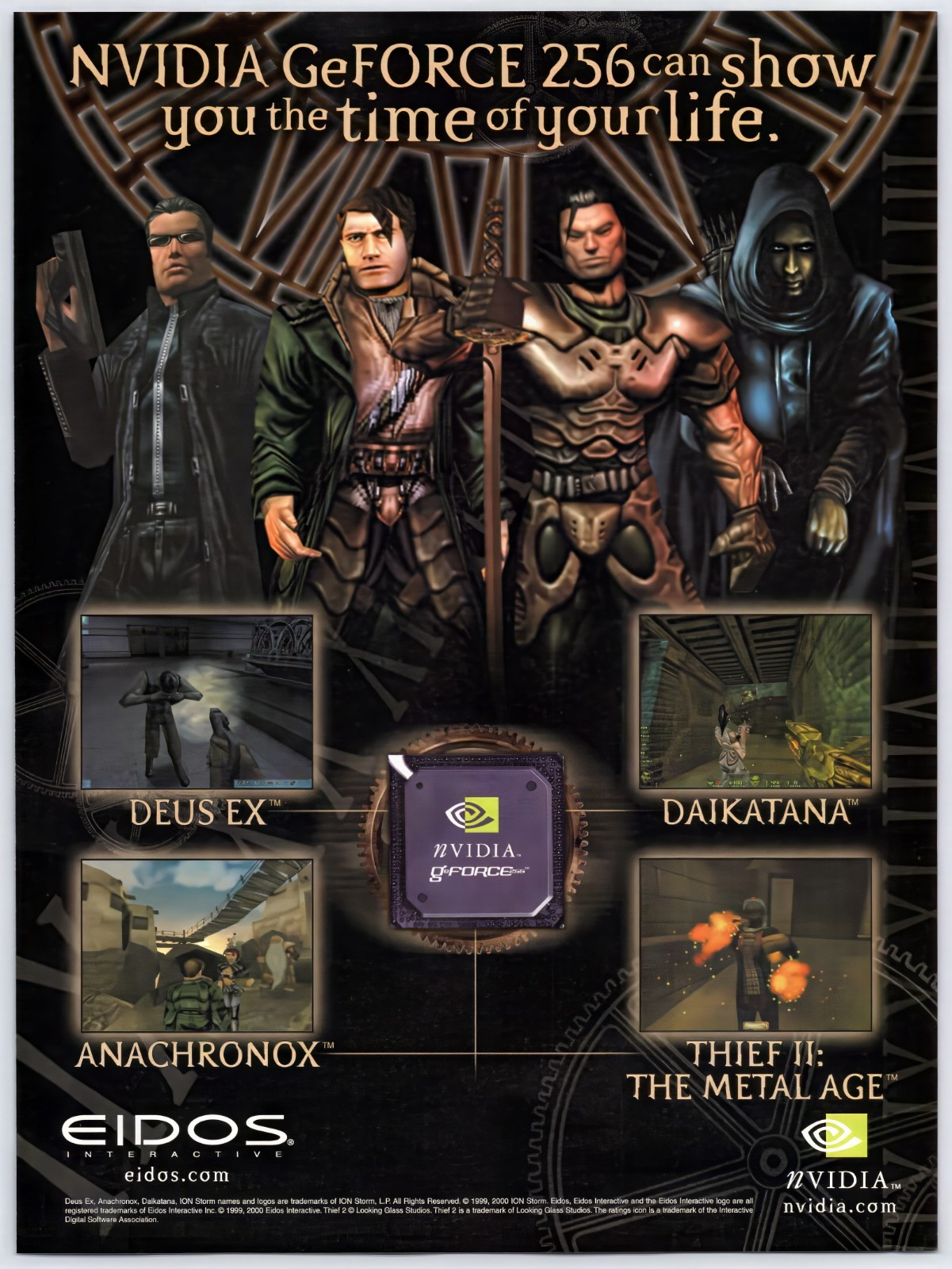 Deus EX / Daikatana - Nvidia GeForce - Original Print Ad/Poster Promo Art 2000