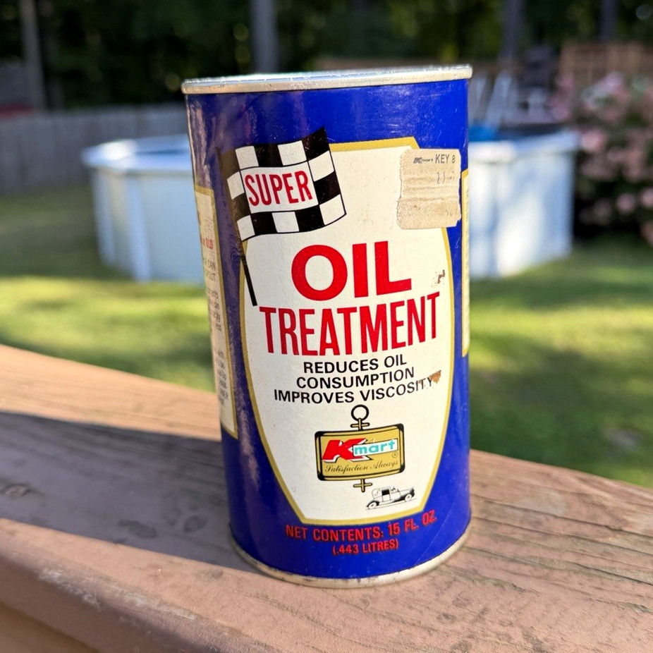 VTG 1970s Kmart Super Oil Treatment Can 15oz FULL Unopened NOS w/ Price Tag