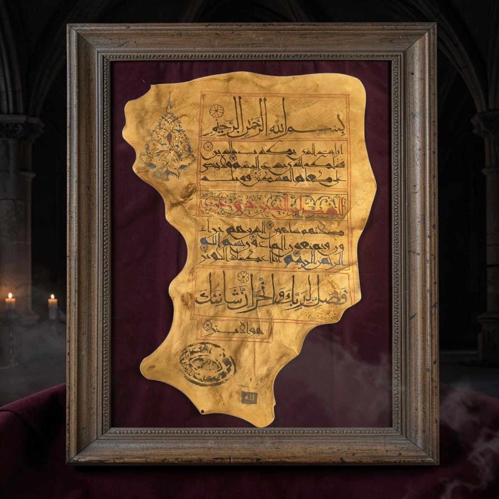 Islamic Naskh Calligraphy Panel Folio Leaf of Quran Verses Collectible