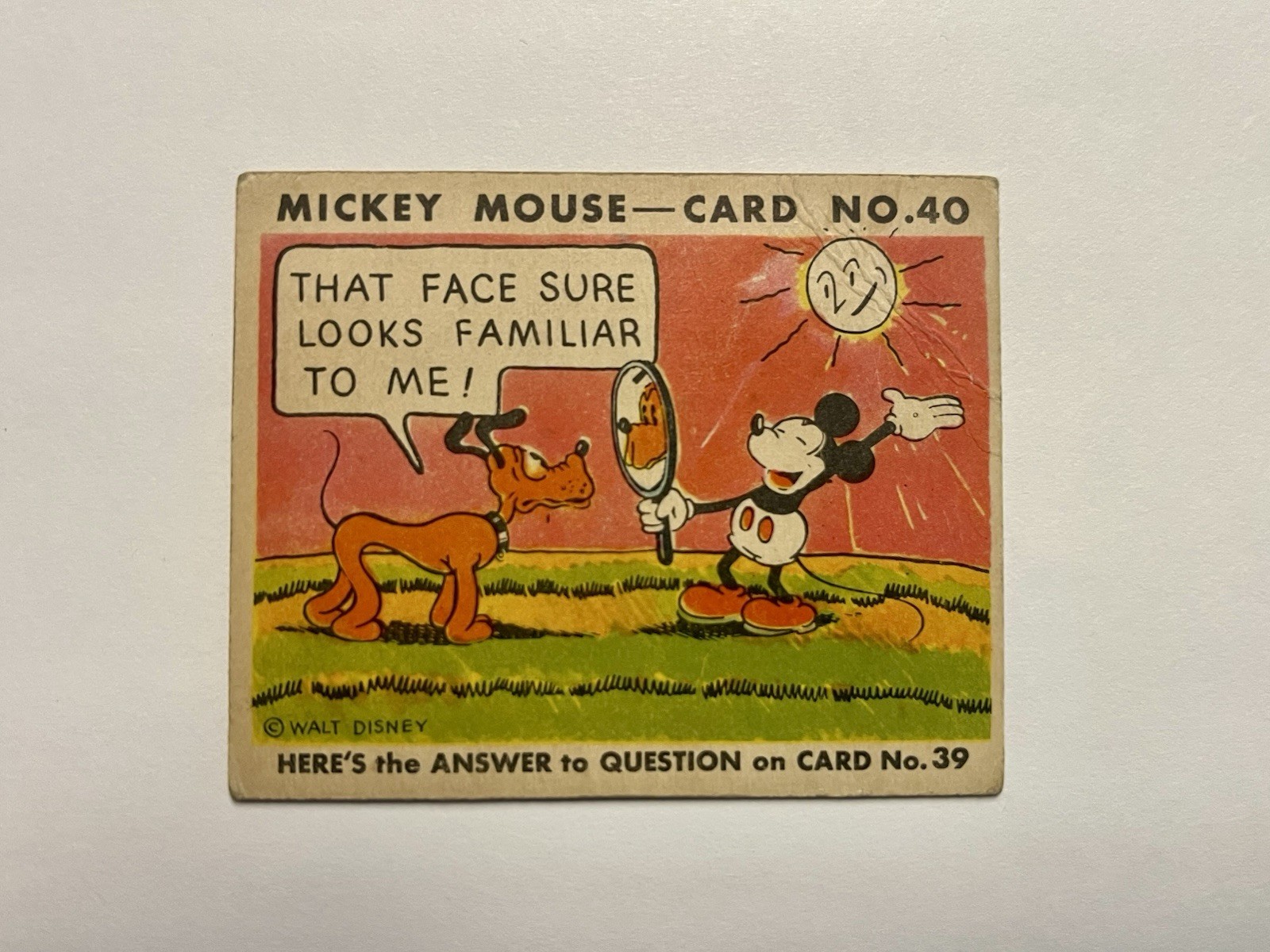 1935 Mickey Mouse Gum Card R89 TYPE 2 - #40 - RARE - That Face Sure Looks…