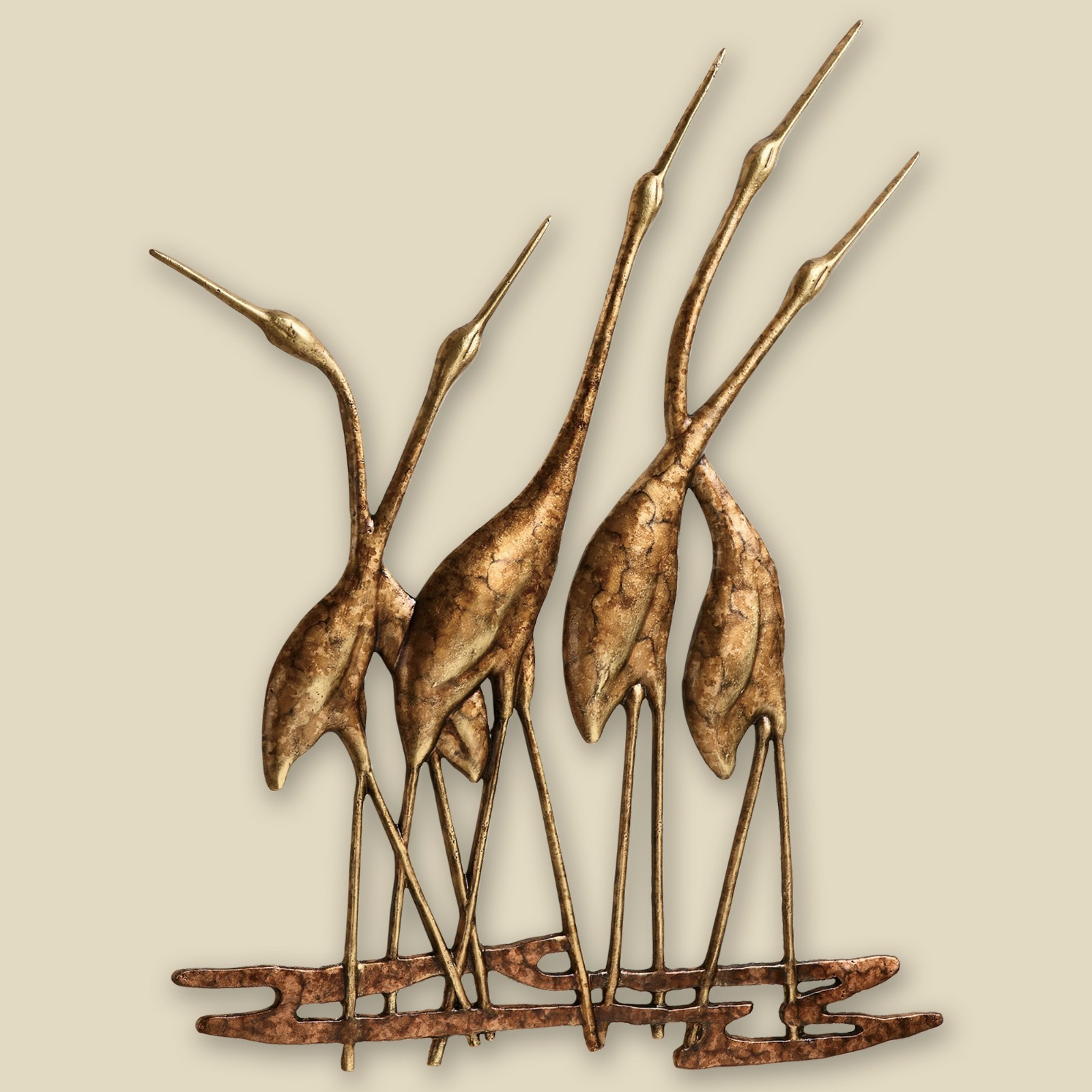Crane Quintet Wall Plaque Aluminum Figurine Home Decorative Collectible