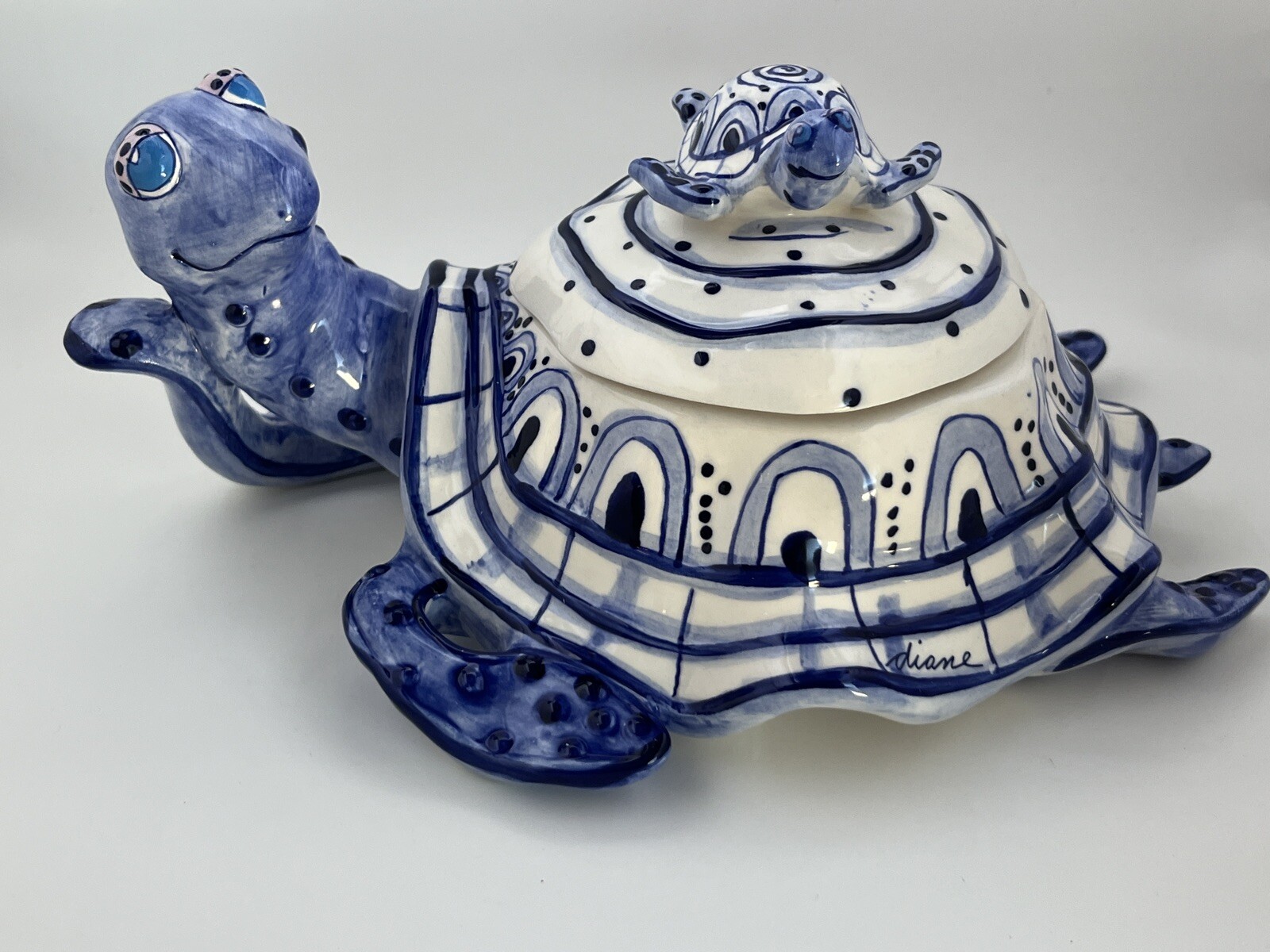 Diane Allen Artware Turtle Cup/Lid BLU042605/OGS signed New
