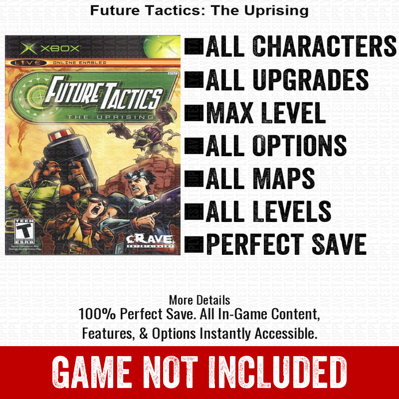 Future Tactics The Uprising 100% Unlocked All Items Xbox USB Save
