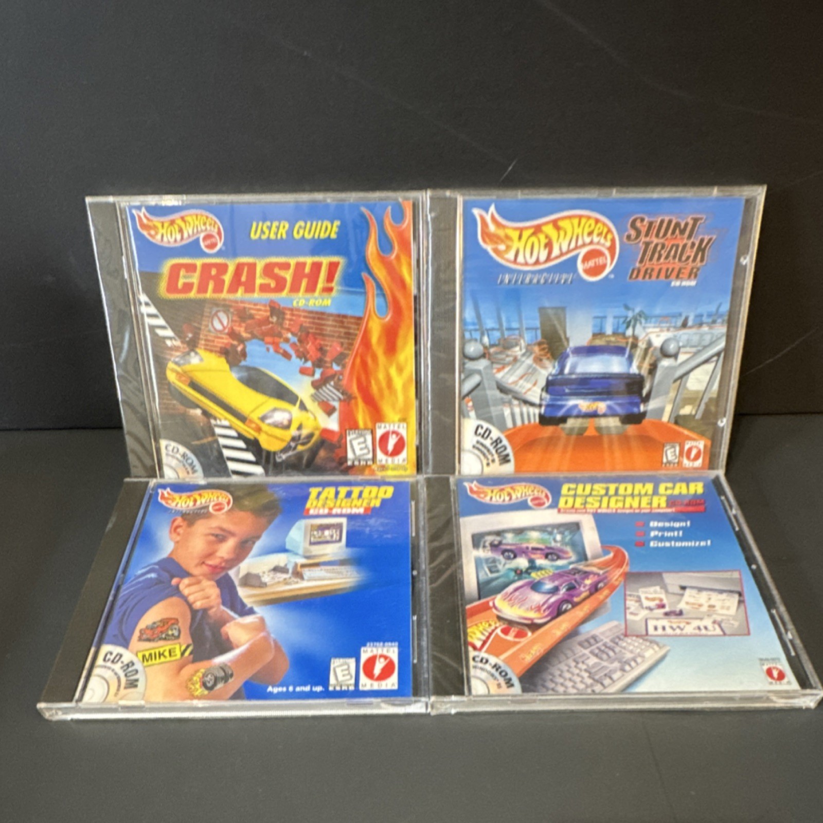 Hot Wheels CD-ROM Collection Stunt Track Driver, Crash, Custom Car , and Tattoo