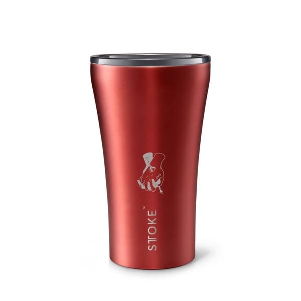 Sttoke Leakproof Ceramic Reusable Coffee Cup 12 oz, Satin Red