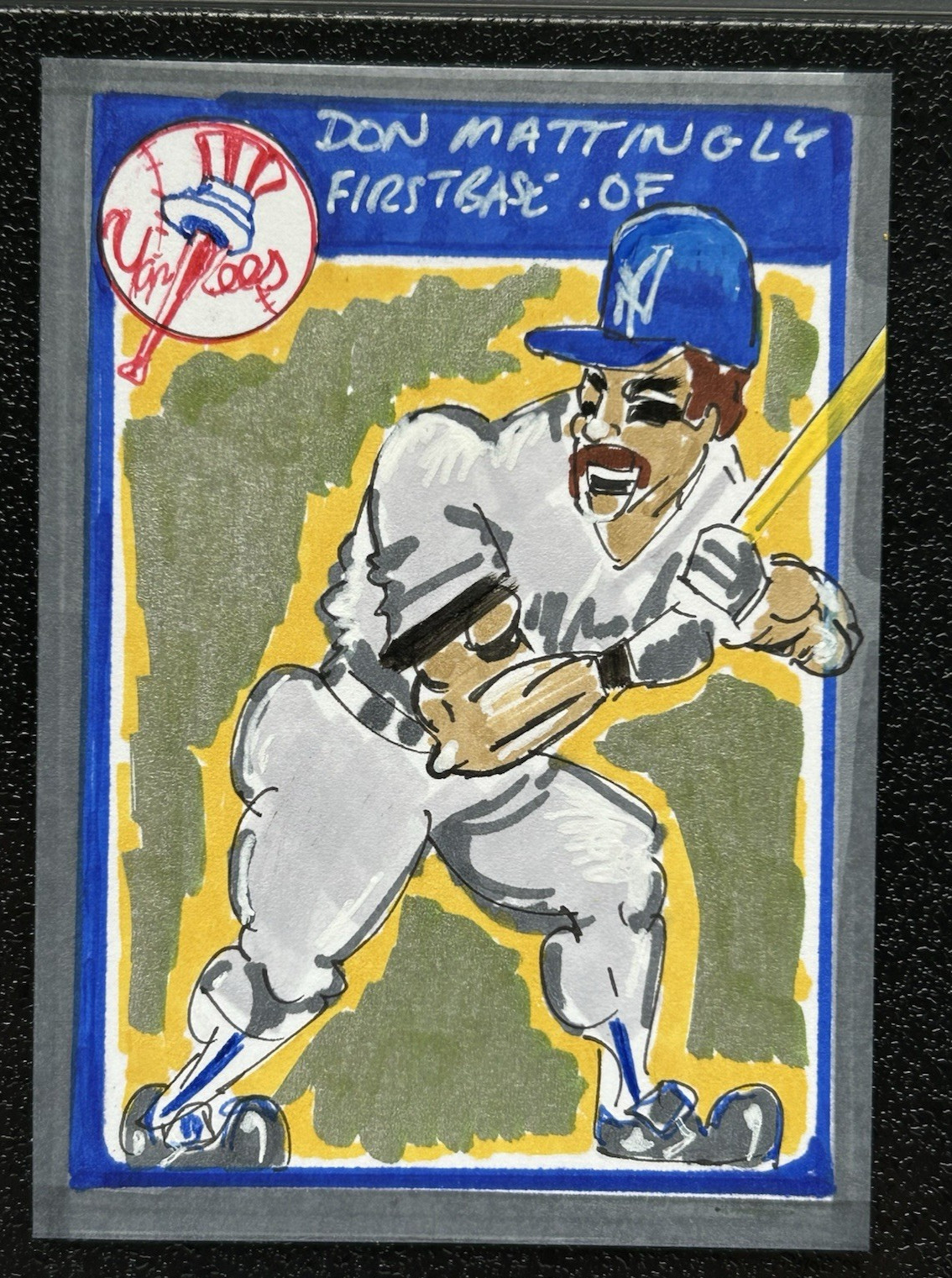 ACEO Sketch Trading Card 1/1 1985 Fleer Don Mattingly Yankees Hand-drawn OOAKArt