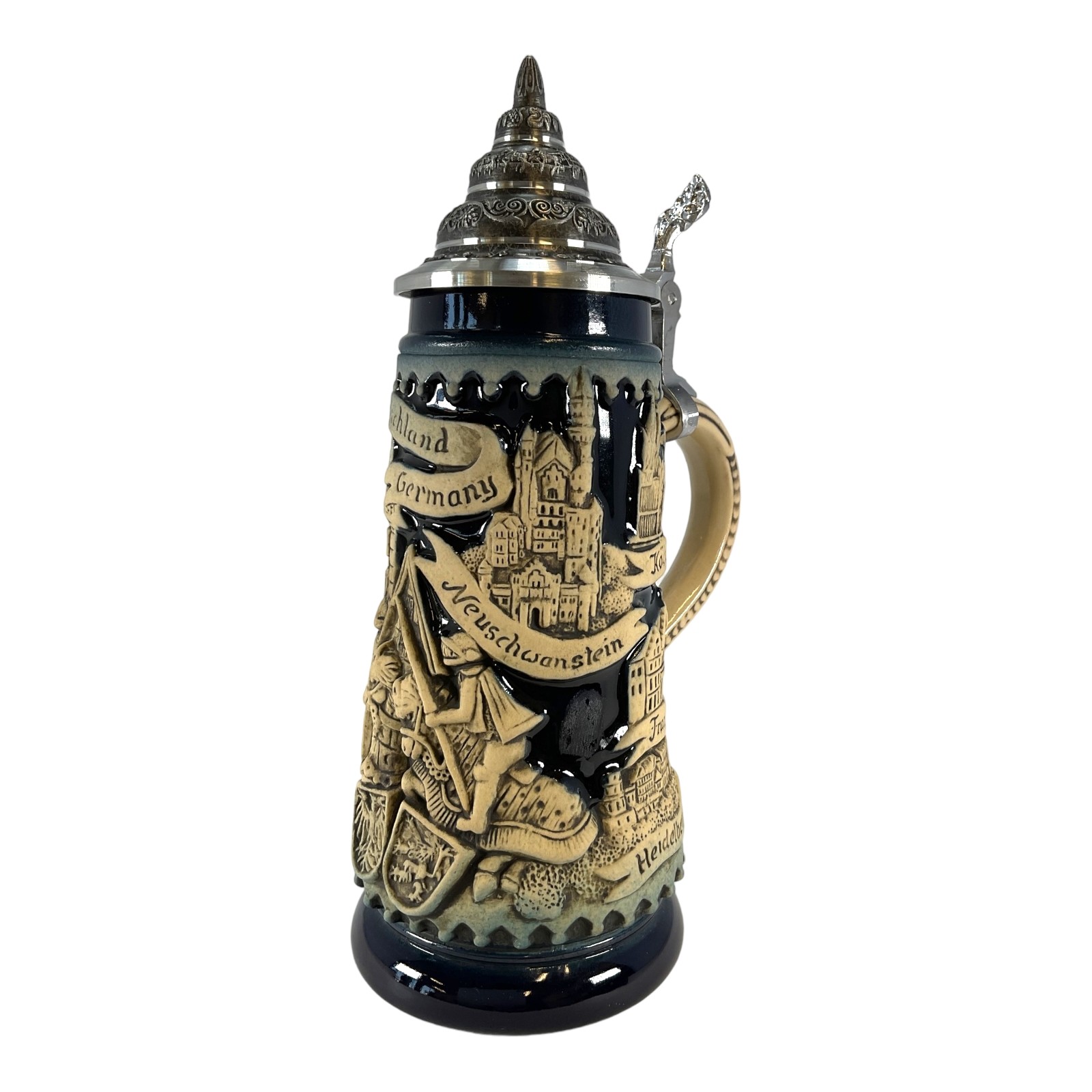 Blue Deutschland Germany Jousting Medieval Knights LE German Beer Stein .3 L
