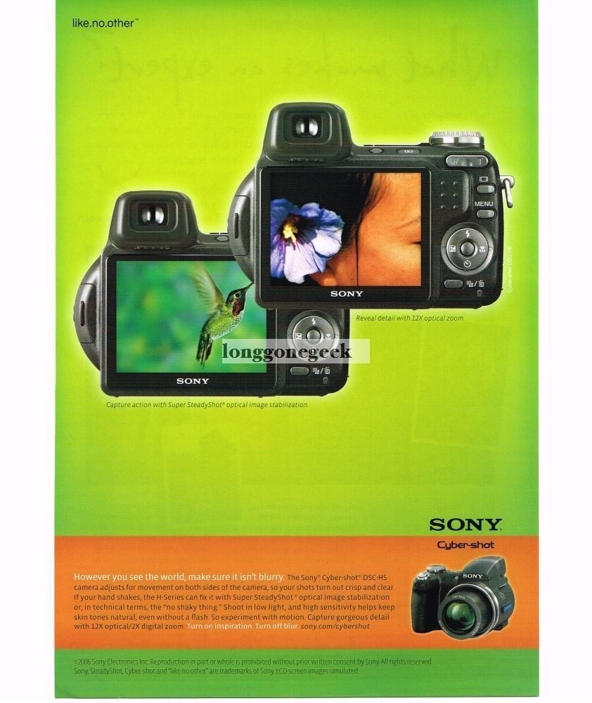 2006 Sony CYBERSHOT DSC-HS Digital Camera Vintage Ad 