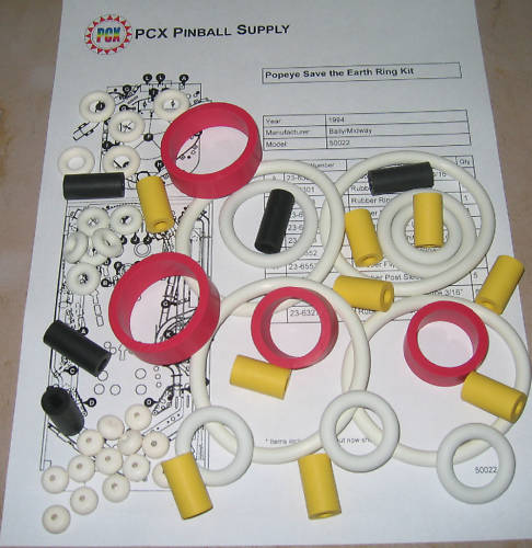 1994 Bally/Midway Popeye Saves the Earth Pinball Machine Rubber Ring Kit