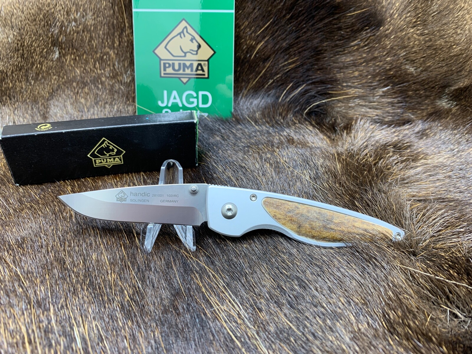 2002 Puma Handic Liner Lock Folder Knife With Stag Handles Mint In Factory Box 