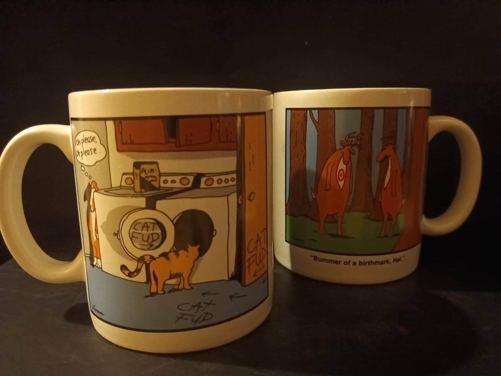 Vintage Set of 2, The Far Side by Gary Larson Coffee Cups, Rare 1985, 1986 Mugs