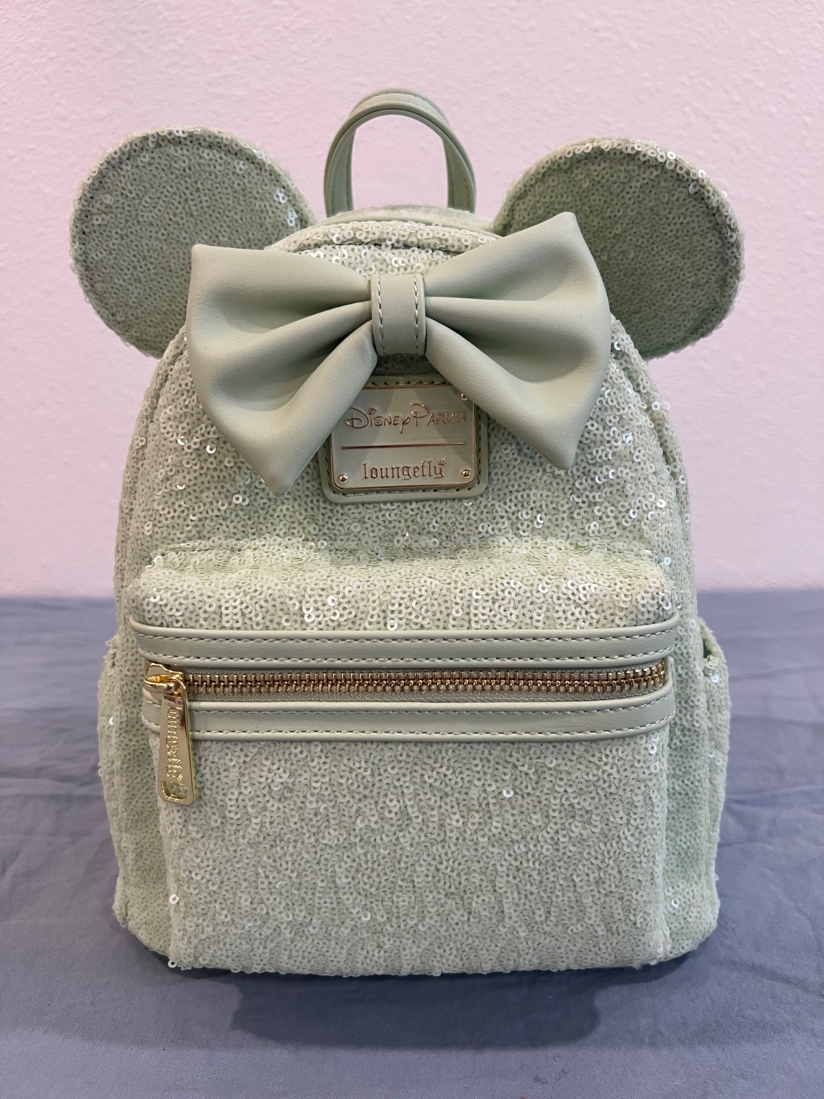 Disney Loungefly Mint Green Sequin Backpack NWT