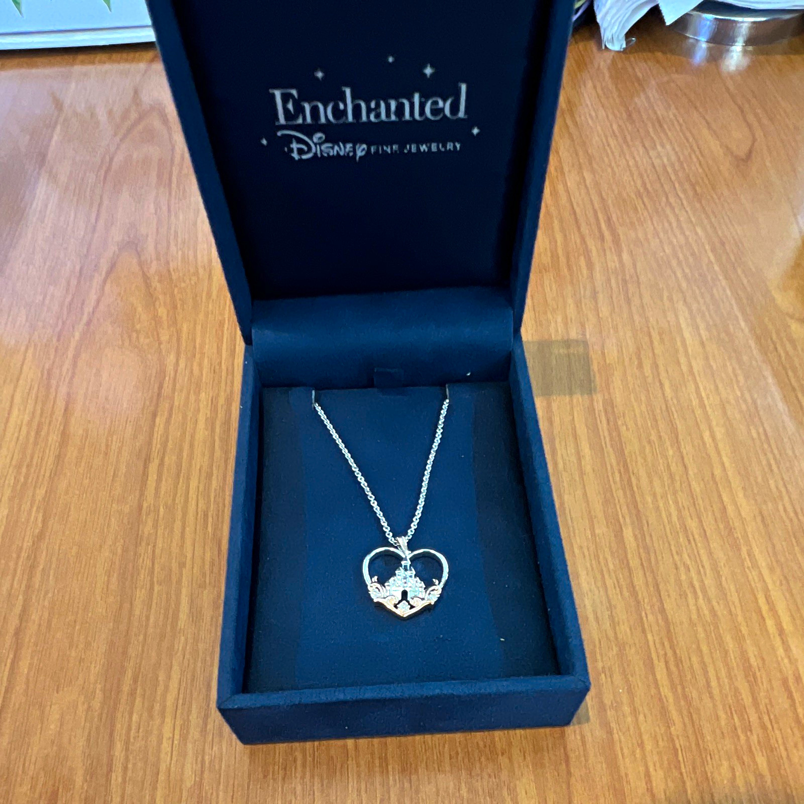 Enchanted Disney Fine Jewelry Beauty and the Beast Castle Heart Pendant Necklace