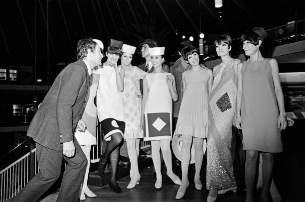 French couturier Pierre Cardin with models at rehearsals for a cha- Old Photo 3