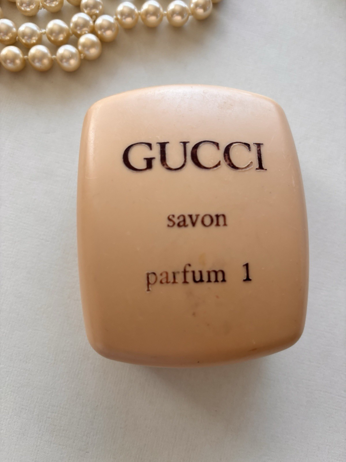 Vintage 1970s Gucci Savon Parfum 1 Soap Dish Box Vanity Collectible Italy
