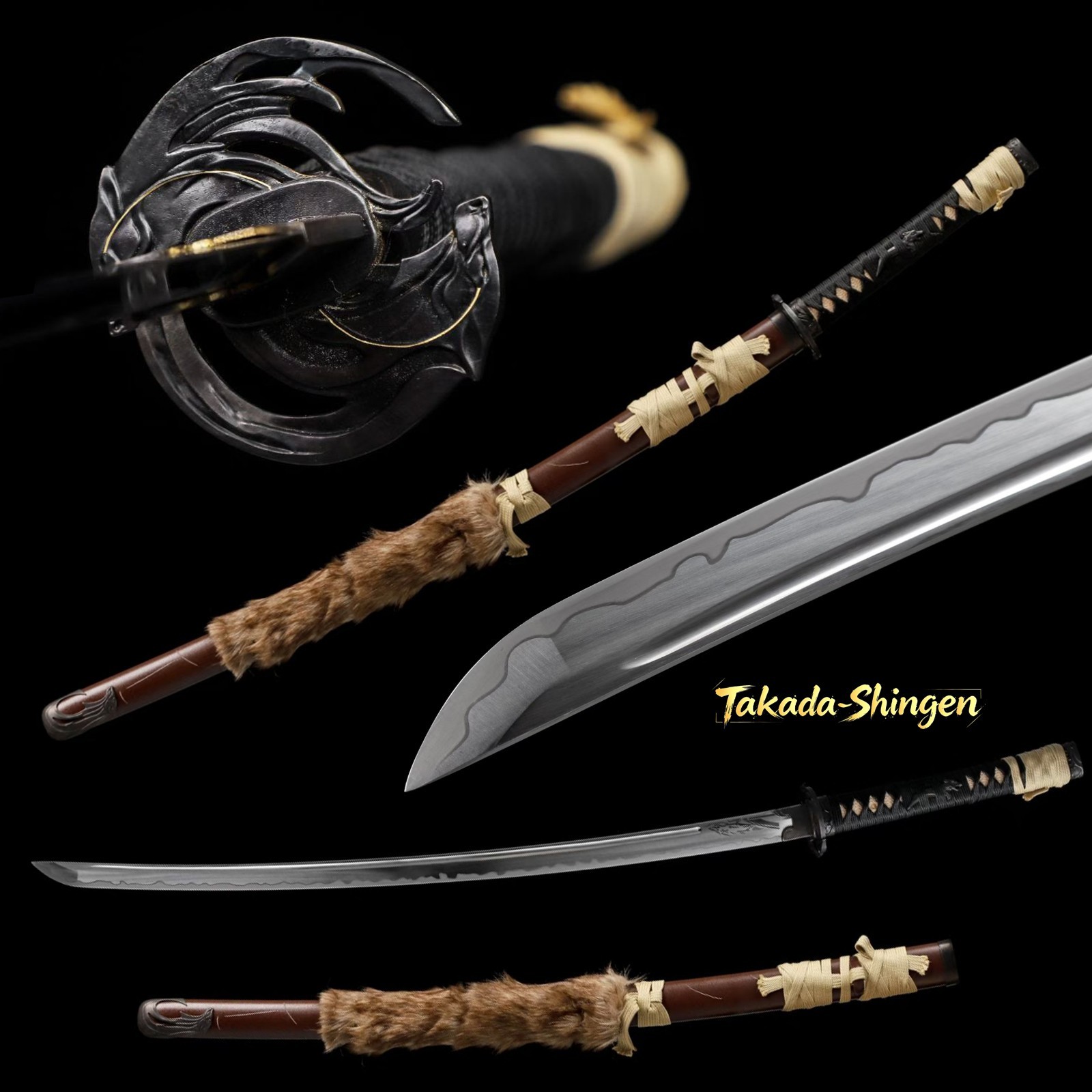 handmade Ghost of Yōtei japanese katana sword fox kashirae quenched spring steel