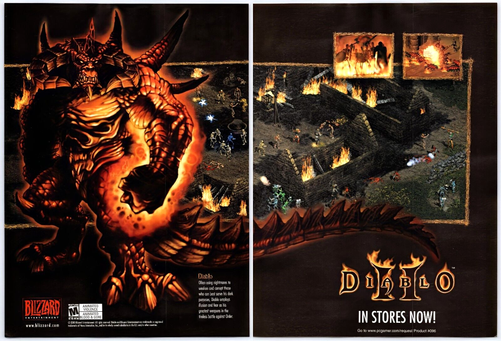 Diablo II - PC Game - Blizzard - Vintage Original Print Ad/Poster Promo Art 2000