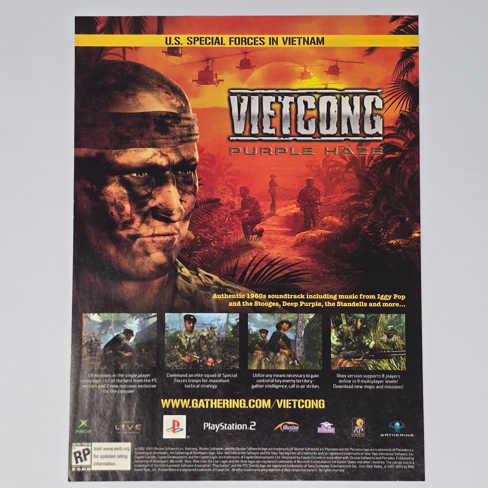 Vietcong Purple Haze Xbox PlayStation 2 PS2 Stooges Print Ad/Poster