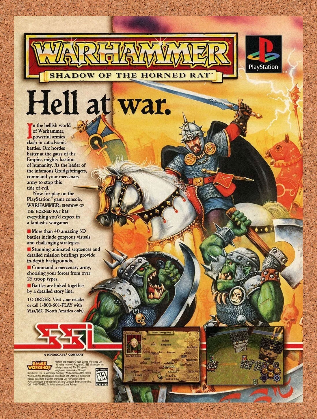 1996 Warhammer Shadow Of The Horned Rat PS1 Original Ad / Retro Promo v1