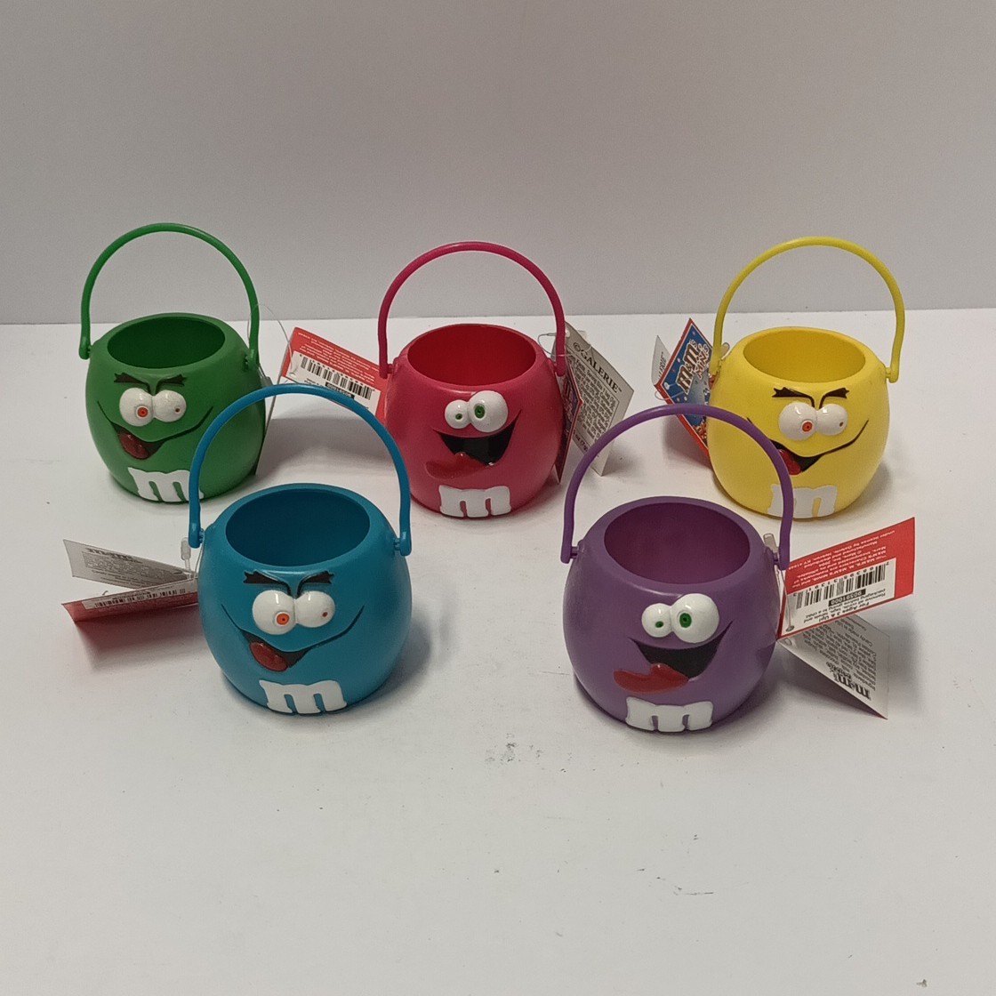 M&M’s Minis Character Plastic Candy Buckets/Containers w/ Handles Set of 5